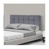 Linen Fabric Double Bed Deluxe Headboard Bedhead - Grey - Front View
