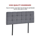 Linen Fabric Double Bed Deluxe Headboard Bedhead - Grey - Top-Down View