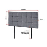 Linen Fabric Double Bed Deluxe Headboard Bedhead - Grey - Rear View