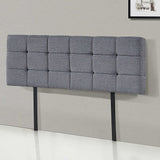 Linen Fabric Queen Bed Deluxe Headboard Bedhead - Grey - 45-Degree Angle