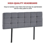 Linen Fabric Queen Bed Deluxe Headboard Bedhead - Grey - Top-Down View