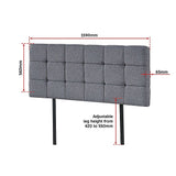 Linen Fabric Queen Bed Deluxe Headboard Bedhead - Grey - Rear View