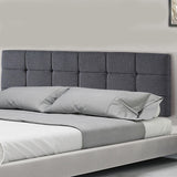 Linen Fabric King Bed Deluxe Headboard Bedhead - Grey - Front View