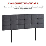 Linen Fabric King Bed Deluxe Headboard Bedhead - Grey - 45-Degree Angle
