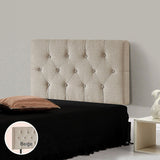 Linen Fabric Single Bed Deluxe Headboard Bedhead - Beige - Front View