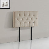 Linen Fabric Single Bed Deluxe Headboard Bedhead - Beige - Top-Down View