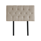 Linen Fabric Single Bed Deluxe Headboard Bedhead - Beige - Low Angle