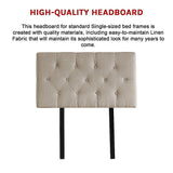 Linen Fabric Single Bed Deluxe Headboard Bedhead - Beige - Extra Image