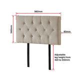 Linen Fabric Single Bed Deluxe Headboard Bedhead - Beige - Extra Image