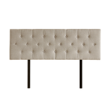Linen Fabric Double Bed Deluxe Headboard Bedhead - Beige - Low Angle