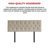 Linen Fabric Double Bed Deluxe Headboard Bedhead - Beige - Extra Image