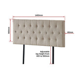 Linen Fabric Double Bed Deluxe Headboard Bedhead - Beige - Extra Image