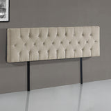 Linen Fabric King Bed Deluxe Headboard Bedhead - Beige - Top-Down View