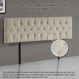 Linen Fabric King Bed Deluxe Headboard Bedhead - Beige - Rear View