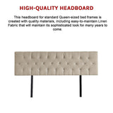 Linen Fabric King Bed Deluxe Headboard Bedhead - Beige - Extra Image