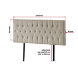 Linen Fabric King Bed Deluxe Headboard Bedhead - Beige - Extra Image