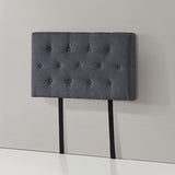 Linen Fabric Single Bed Deluxe Headboard Bedhead - Grey - Front View