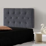 Linen Fabric Single Bed Deluxe Headboard Bedhead - Grey - Top-Down View