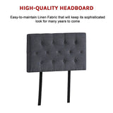 Linen Fabric Single Bed Deluxe Headboard Bedhead - Grey - 45-Degree Angle