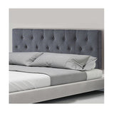 Linen Fabric Double Bed Deluxe Headboard Bedhead - Grey - Front View
