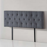Linen Fabric Double Bed Deluxe Headboard Bedhead - Grey - 45-Degree Angle