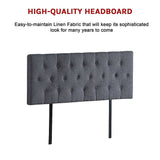 Linen Fabric Double Bed Deluxe Headboard Bedhead - Grey - Top-Down View