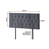 Linen Fabric Double Bed Deluxe Headboard Bedhead - Grey - Rear View