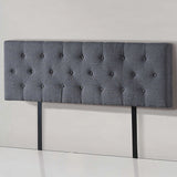Linen Fabric Queen Bed Deluxe Headboard Bedhead - Grey - Front View