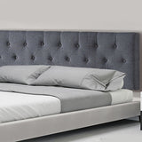 Linen Fabric Queen Bed Deluxe Headboard Bedhead - Grey - Top-Down View