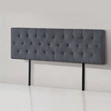 Linen Fabric King Bed Deluxe Headboard Bedhead - Grey - 45-Degree Angle