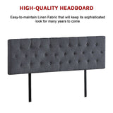 Linen Fabric King Bed Deluxe Headboard Bedhead - Grey - Top-Down View