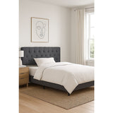 Linen Fabric King Bed Deluxe Headboard Bedhead - Grey - Front View