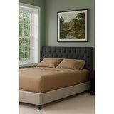 Linen Fabric King Bed Deluxe Headboard Bedhead - Grey - Side View