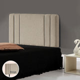 Linen Fabric Single Bed Deluxe Headboard Bedhead - Beige - Front View
