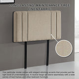 Linen Fabric Single Bed Deluxe Headboard Bedhead - Beige - Rear View