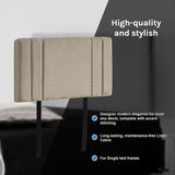 Linen Fabric Single Bed Deluxe Headboard Bedhead - Beige - Close-Up Angle