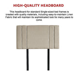 Linen Fabric Single Bed Deluxe Headboard Bedhead - Beige - Extra Image