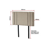 Linen Fabric Single Bed Deluxe Headboard Bedhead - Beige - Extra Image