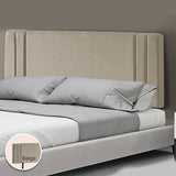 Linen Fabric Double Bed Deluxe Headboard Bedhead - Beige - Front View