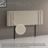 Linen Fabric Double Bed Deluxe Headboard Bedhead - Beige - Close-Up Angle