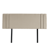 Linen Fabric Double Bed Deluxe Headboard Bedhead - Beige - Low Angle