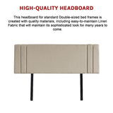 Linen Fabric Double Bed Deluxe Headboard Bedhead - Beige - Extra Image