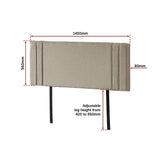 Linen Fabric Double Bed Deluxe Headboard Bedhead - Beige - Extra Image