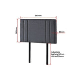 Linen Fabric Single Bed Deluxe Headboard Bedhead - Grey - Rear View