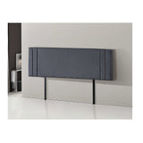 Linen Fabric King Bed Deluxe Headboard Bedhead - Grey - Front View