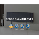 Linen Fabric King Bed Deluxe Headboard Bedhead - Grey - Top-Down View