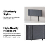 Linen Fabric Double Bed Deluxe Headboard Bedhead - Grey - 45-Degree Angle