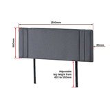 Linen Fabric Queen Bed Deluxe Headboard Bedhead - Grey - Rear View