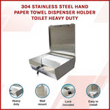 304 Stainless Steel Hand Paper Towel Dispenser Holder Toilet Heavy Duty - Side View