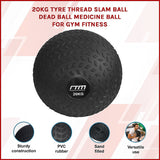20kg Tyre Thread Slam Ball Dead Ball Medicine Ball for Gym Fitness - Side View